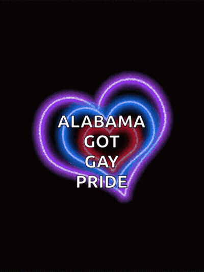 A Neon Heart That Says Alabama Got Gay Pride On It GIF