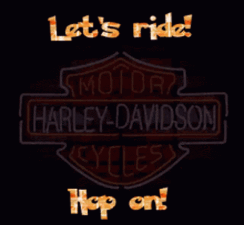 A Neon Sign For Harley Davidson Says Let 'S Ride GIF