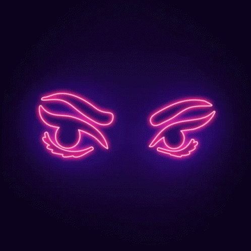 A Neon Sign Of A Pair Of Eyes On A Dark Background . GIF