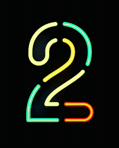 A Neon Sign Of The Number 2 On A Dark Background GIF