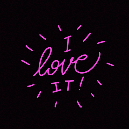A Neon Sign Says I Love It On A Black Background GIF