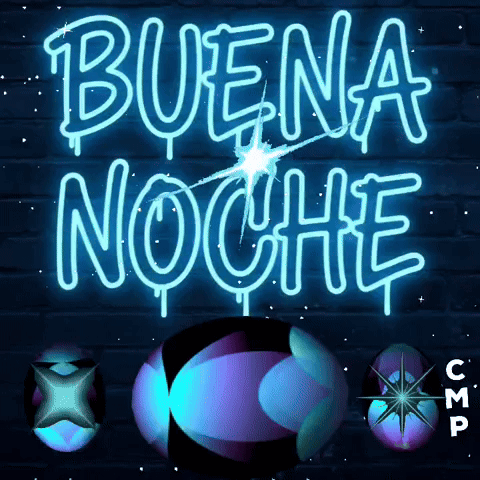 A Neon Sign That Says Buena Noche With A Star In The Middle GIF