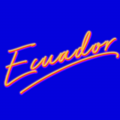 A Neon Sign That Says Ecuador On It On A Blue Background GIF