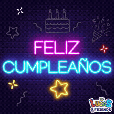 A Neon Sign That Says " Feliz Cumpleanos " GIF