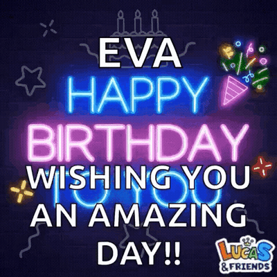 A Neon Sign That Says `` Happy Birthday Wishing You An Amazing Day ! '' GIF