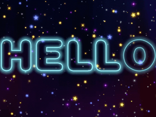 A Neon Sign That Says Hello On It GIF