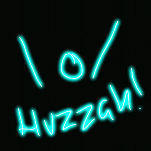 A Neon Sign That Says Huzzam On It GIF
