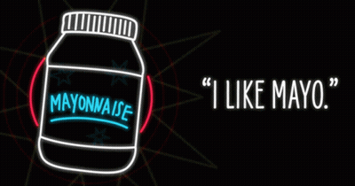 A Neon Sign That Says ' I Like Mayo ' On It GIF