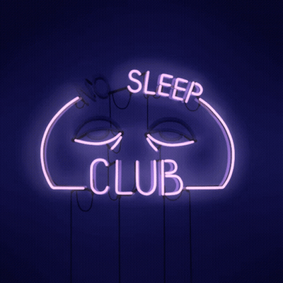A Neon Sign That Says " No Sleep Club " On It GIF