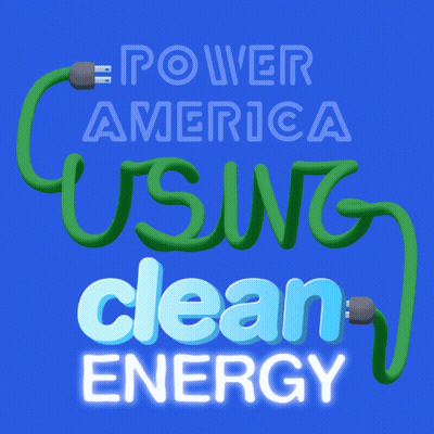 A Neon Sign That Says ' Power America Using Clean Energy ' GIF