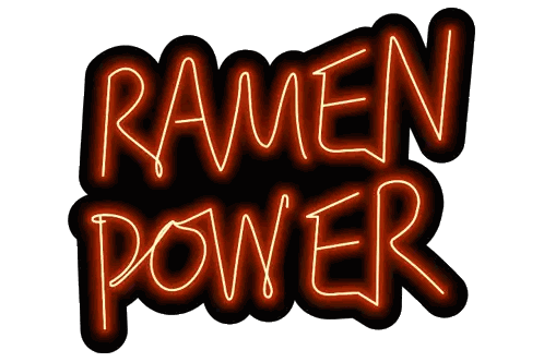 A Neon Sign That Says " Ramen Power " On It Sticker