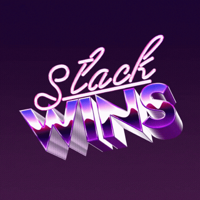 A Neon Sign That Says Stack Wins On A Dark Purple Background GIF