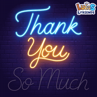 A Neon Sign That Says Thank You So Much On A Brick Wall GIF