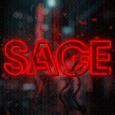 A Neon Sign That Says The Word Sage On It GIF