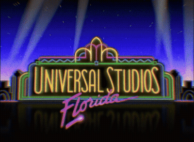 A Neon Sign That Says Universal Studios Florida On It GIF