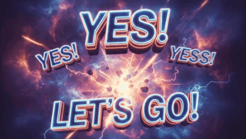 A Neon Sign That Says Yes Let 'S Go On A Purple Background GIF
