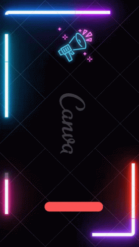 A Neon Sign With A Megaphone And The Word Canusa GIF