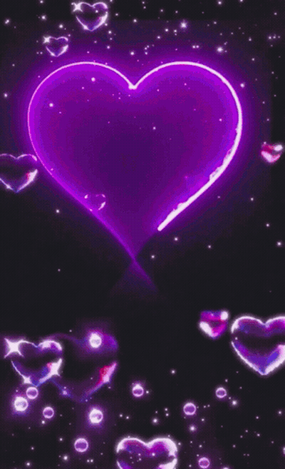 A Neon Sign With Hearts And Bubbles Coming Out Of It . GIF