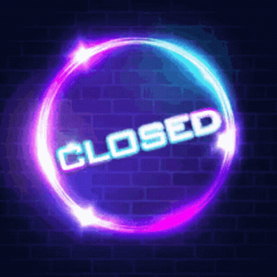 A Neon Sign With The Word Closed In A Circle On A Brick Wall . GIF