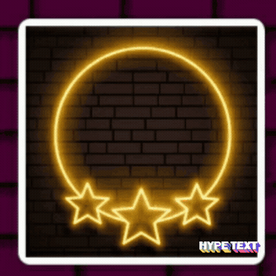 A Neon Sign With Three Stars And The Word Hype Text On The Bottom GIF