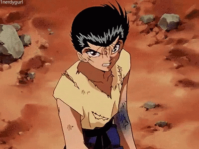 A Nerdygurl Animated Gif Of A Boy In A Yellow Shirt Standing In A Rocky Area GIF