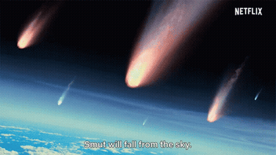 A Netflix Ad Shows A Group Of Comets Flying Through The Sky GIF