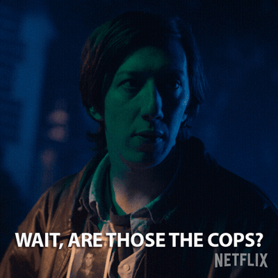 A Netflix Ad Shows A Man In A Dark Room With The Caption Wait Are Those The Cops GIF