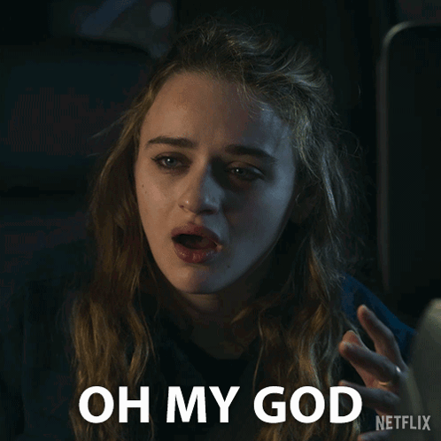 A Netflix Ad Shows A Woman Making A Face And Says Oh My God GIF