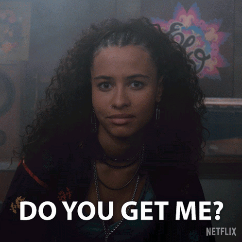 A Netflix Ad Shows A Woman With Curly Hair Asking Do You Get Me GIF