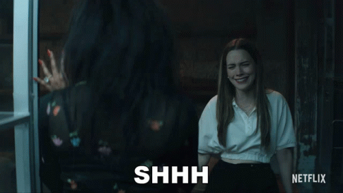 A Netflix Ad With Two Women And The Word Shhh On The Bottom GIF