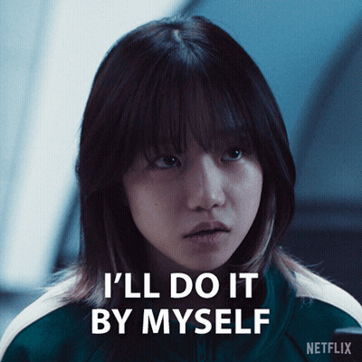 A Netflix Advertisement Shows A Girl Saying " I 'Ll Do It By Myself " GIF
