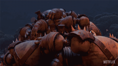 A Netflix Advertisement Shows A Samurai Fighting A Monster In Front Of A Full Moon GIF