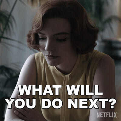 A Netflix Advertisement Shows A Woman Asking What Will You Do Next GIF