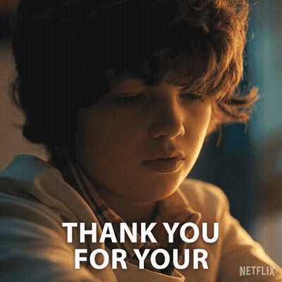 A Netflix Advertisement With A Young Boy Saying Thank You For Your GIF