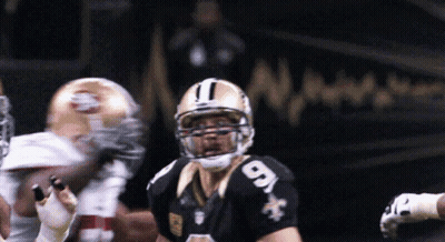 A New Orleans Saints Player With The Number 9 On The Back Of His Jersey GIF