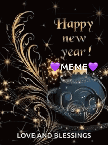 A New Year Greeting Card With A Feather And Fireworks GIF