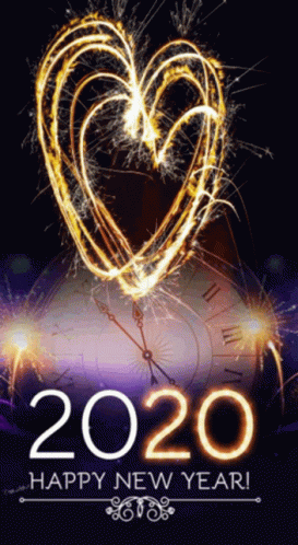 A New Year Greeting Card With A Heart Made Of Sparklers GIF