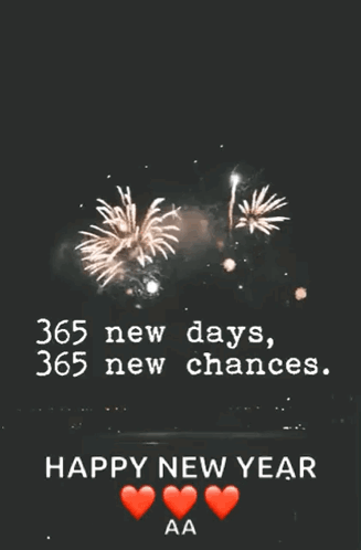 A New Year Greeting Card With Fireworks And The Words 365 New Days 365 New Chances GIF