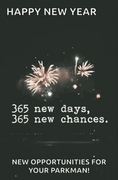 A New Year Greeting Card With Fireworks And The Words Happy New Year 365 New Days 365 New Chances New Opportunities For  GIF