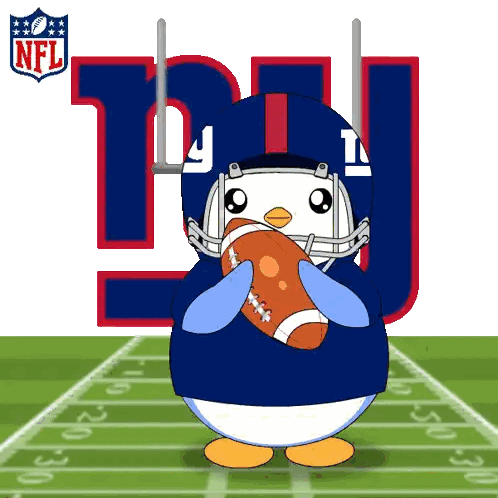 A New York Giants Penguin Holding A Football Sticker