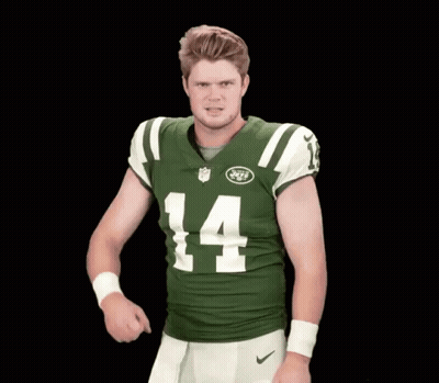 A New York Jets Football Player Is Wearing A Green Jersey And White Pants . GIF