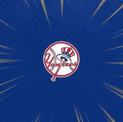 A New York Yankees Baseball Player Is Running In Front Of A Sign That Says " See Ya " GIF