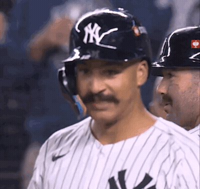 A New York Yankees Player With A Mustache Wears A Helmet GIF