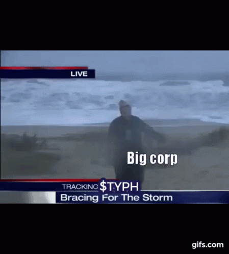A News Report Shows A Man On A Beach With The Words Big Corp On The Bottom GIF