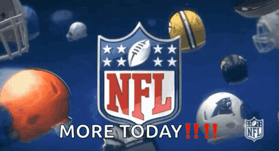 A Nfl Logo Is Surrounded By Helmets And A Football GIF