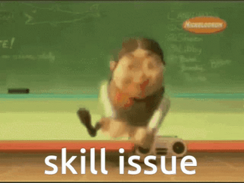 A Nickelodeon Advertisement With A Cartoon Character And The Words Skill Issue GIF