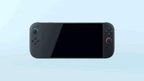 A Nintendo Switch With Two Controllers On A Light Blue Background GIF
