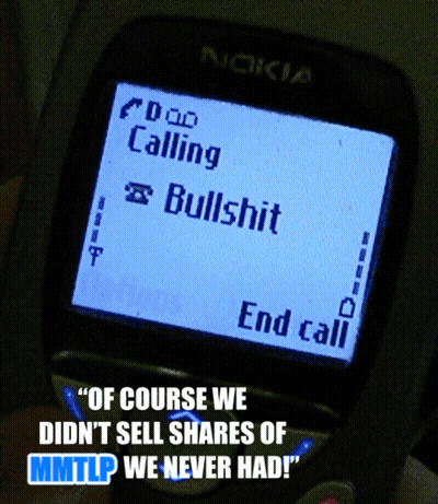A Nokia Phone Displays A Message That Reads " Of Course We Did N't Sell Shares Of Mmtlp We Never Had GIF