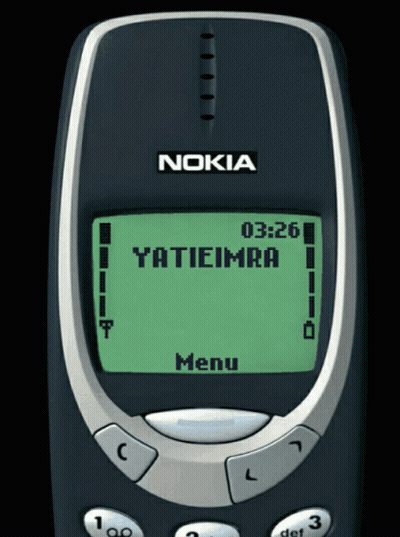 A Nokia Phone With A Green Screen That Says Yatieimra On It GIF