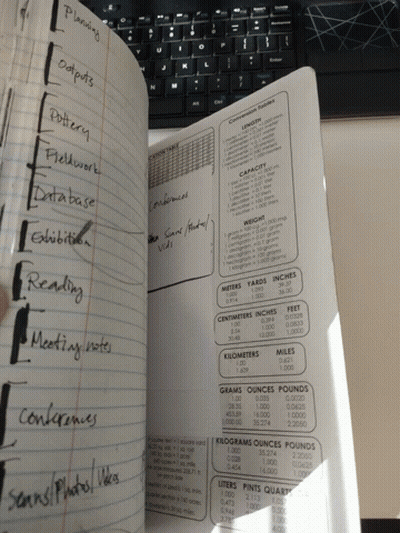 A Notebook Is Open To A Page With Measurements On It GIF